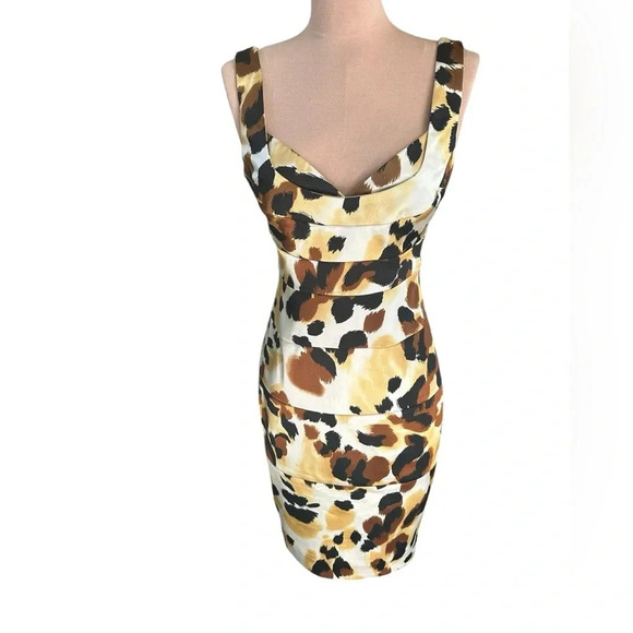 London Times Leopard Print Bodycon Cocktail Party Dress Sleeveless Size 4 - Picture 1 of 11